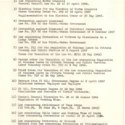 Report - Annex 1: 'List of Wurtt.-Baden Government Directives', Esma Banner, International Refugee Organization, Germany, circa 1950