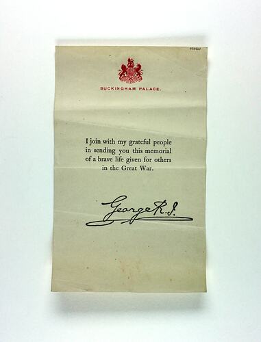 Off-white certificate with red coat of arms