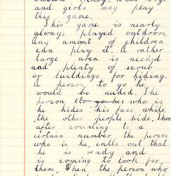 Document - Linley Abbott, to Dorothy Howard, Description of Hiding Game 'Hidey', 25 Mar 1955
