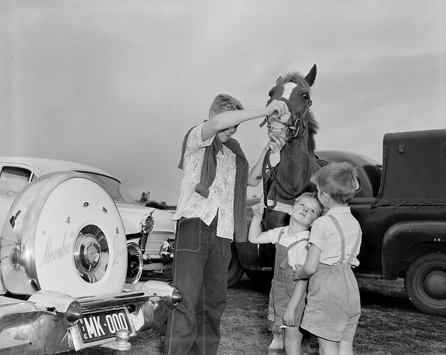Group Standing with a Horse, Melbourne, Mar 1960