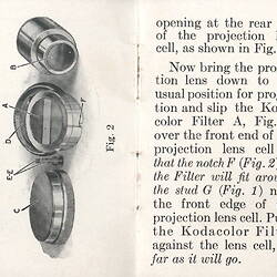 Small opened booklet with text and diagram.