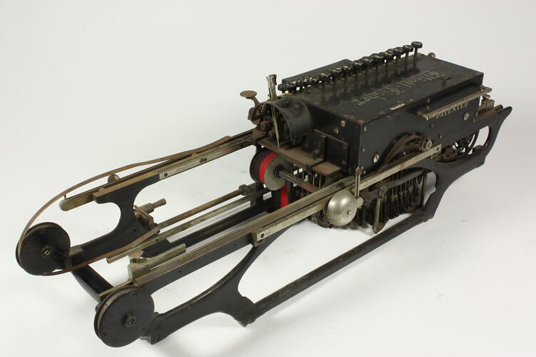 Typewriter and accessories.