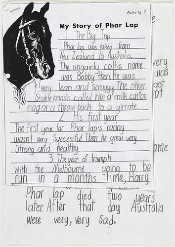 Letter - My Story of Phar Lap, Unknown, 1999 (Page 1 of 2)