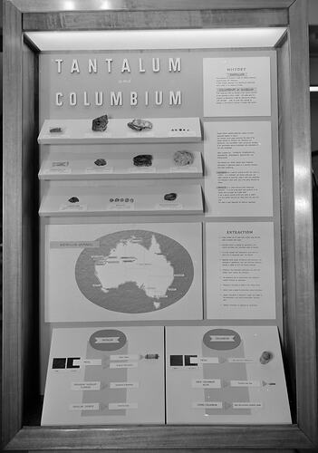 Tantalum Columbium display at the Institute of Applied Science (Science Museum), Melbourne, c. 1960s