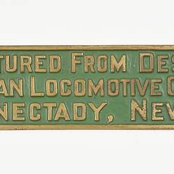 Locomotive Licence Plate - American Locomotive Co., 1951