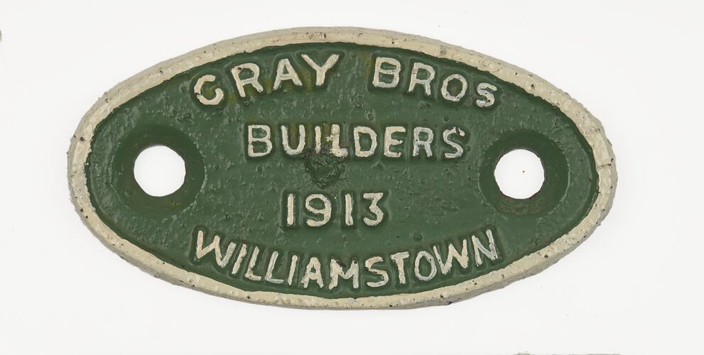 Rolling Stock Plate - Gray Bros., Williamstown, 1913