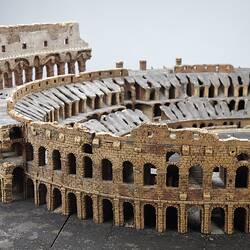 Model of Colosseum made of cork. Detail of external wall.