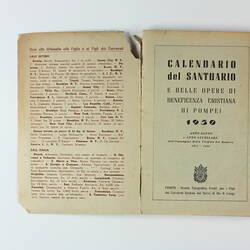 Diary - 'Calendar of the Sanctuary and Christian Charities of Pompei', Italy, 1950