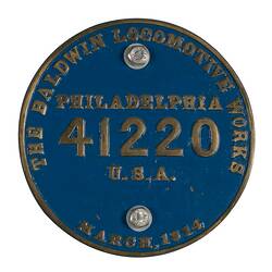 Locomotive Builders Plate - Baldwin Locomotive Works, Philadelphia, USA, 1914