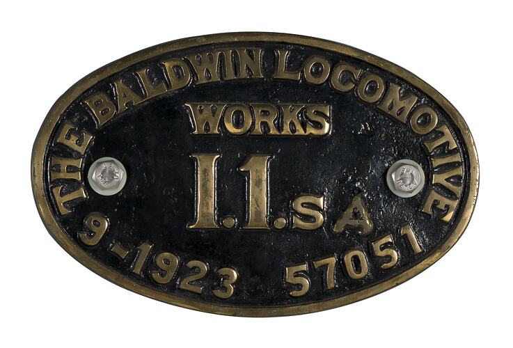 Locomotive Builders Plate - Baldwin Locomotive Works, Philadelphia, USA, 1923