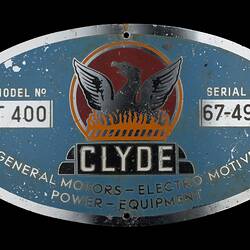 Locomotive Builders Plate - Clyde Engineering Co. Ltd., Granville Works, New South Wales, 1967