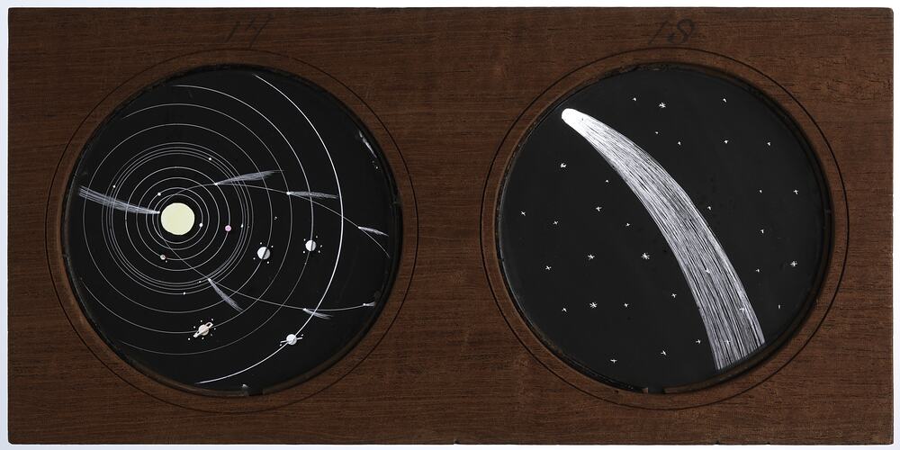 Lantern Slide - Astronomical, Multiple Slide, 'Orbit of Comet' and 'Comet of 1680', England, circa 1847