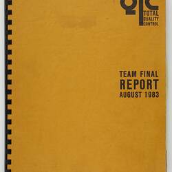 Booklet - Kodak Australasia Pty Ltd, Total Quality Control, Team Final Report, Aug 1983, Front Cover