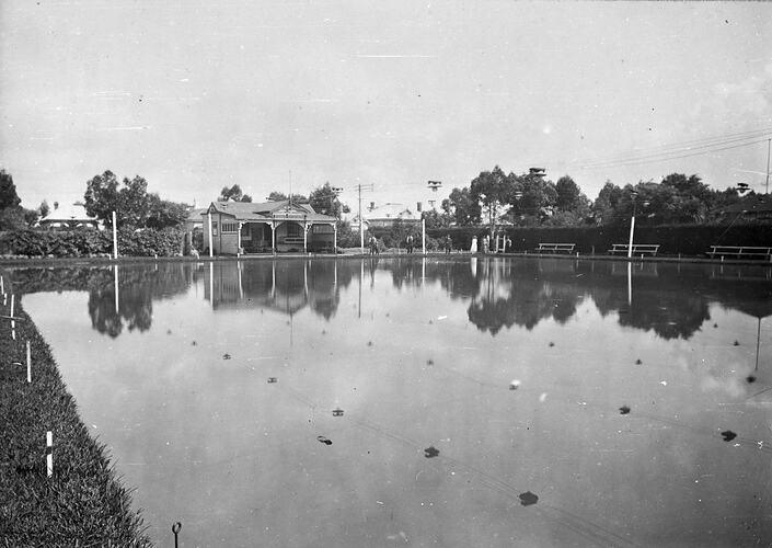[The Sunshine Bowling Club submerged by floodwaters, Sunshine, 1940s.]