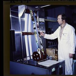 Slide - Kodak Australasia Pty Ltd, Man Operating Printer, Color Print Processing, Building 20, Coburg, circa 1960s