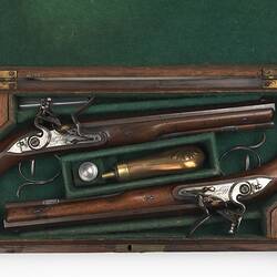 Case and Pair of Pistols, Wogdon, London, Flintlock, circa 1790