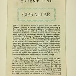 Booklet - Orient Line, Gibraltar, 1967