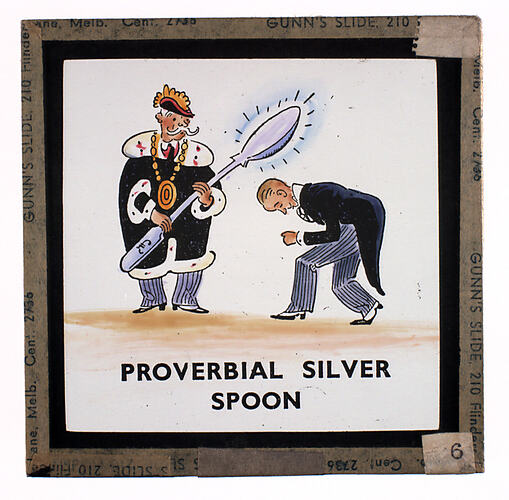 Lantern Slide - Universal Opportunity League, 'Proverbial Silver Spoon'