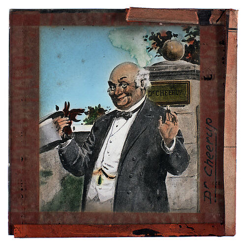 Lantern Slide - Universal Opportunity League, 'Dr. Cheerup'