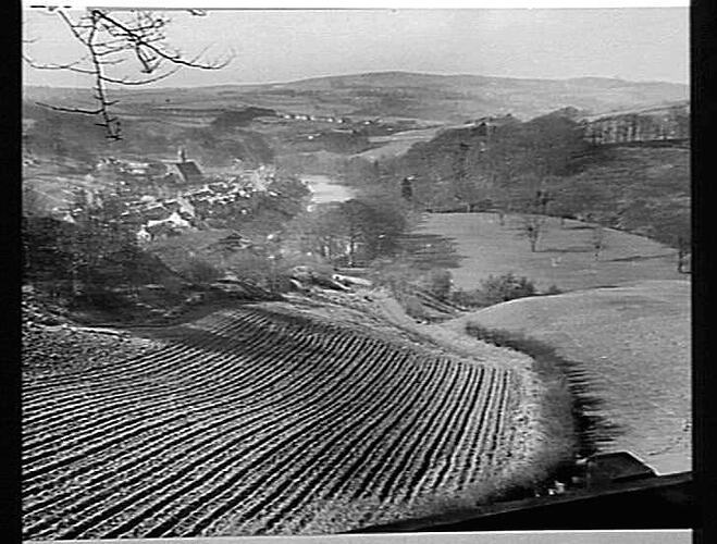 ENGLISH COUNTRYSIDE. LAND WORKED FOR POTATOES.