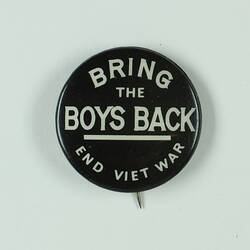 Badge - Bring the Boys Back, End Viet War, Australia, 1967-1969