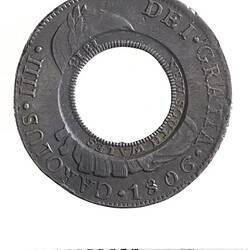 Five shillings or 'holey dollar' (1813), Australia, Diam. 3.9 cm