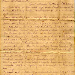 Letter - Clarrie Fraser to Mrs A Galbraith, World War I, 21 Dec 1916