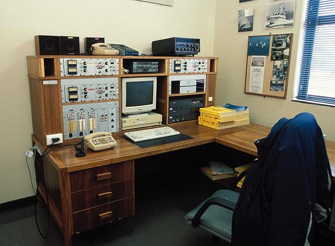 Operator's desk. Melbourne Coastal Radio Station, Cape Schanck, Victoria