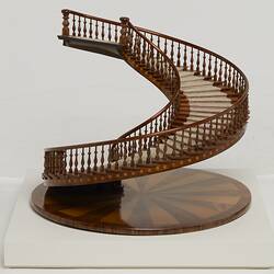 Model of a spiral wooden staircase.