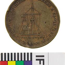 Token - 1 Penny, Fenwick Brothers, Importers & Clothiers, Melbourne, Victoria, Australia, circa 1862