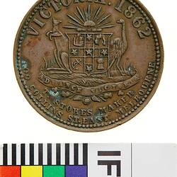 Token - 1 Penny, Thomas Stokes, Diesinker, Token Maker & Medallist, Melbourne, Victoria, Australia, 1862