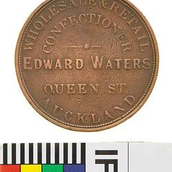 Token - 1 Penny, Edward Waters, Confectioner, Auckland, New Zealand, circa 1872