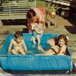 Digital Photograph - Family Playing in Wading Pool in Backyard, Yarraville, December 1980