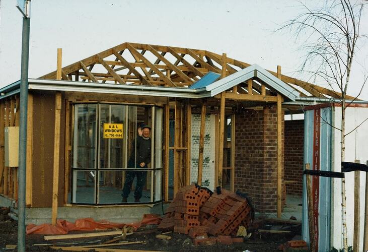 Digital Photograph - Wooden Frame & Windows of New AV Jennings 'Ironbark' House, Westmeadows, 1994