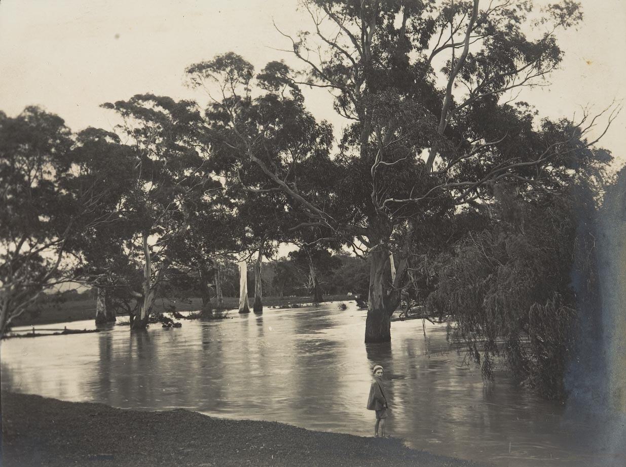 Digital Photograph - Boy at Banks of Flooded Bodman Creek, Won Wron ...