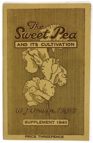 Catalogue - Supplement 'The Sweet Pea and its Cultivation', W J Unwin, 1940