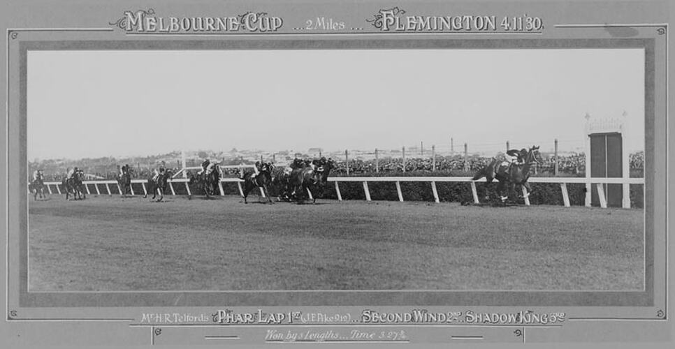 Framed Photograph - Phar Lap Winning Melbourne Cup, 1930