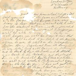 Letter - Roy Phillips to Son, Aircraftman Royce Phillips, Personal, 25 Jan 1942 (Damaged)