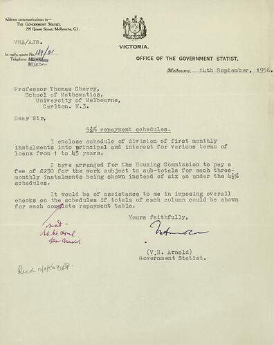 Single page typed letter on Victorian Government letterhead.