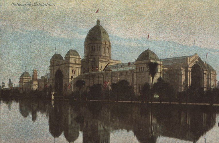 Postcard - Southern Facade, Exhibition Building, Sunny South Series, Melbourne, circa 1906
