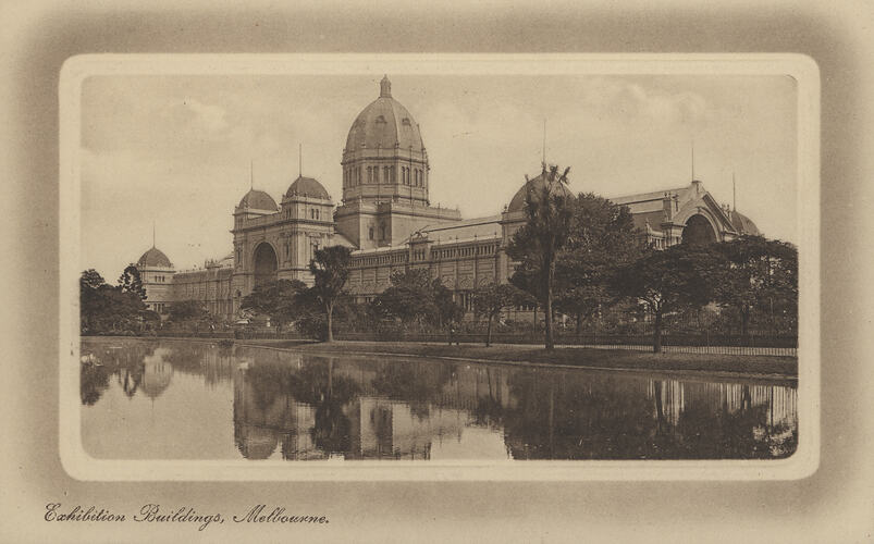 Postcard - Southern Facade, Exhibition Building, Rembrandt Series, Melbourne, circa 1910
