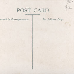 Postcard - South East Facade, Exhibition Building, JW Lindt, Melbourne, circa 1905 (Reverse)