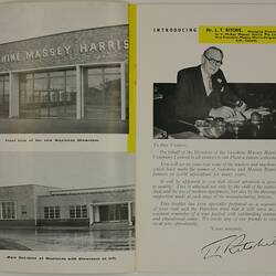 Booklet - H.V. McKay Massey Harris, 'Welcome to Sunshine Massey Harris', 1956