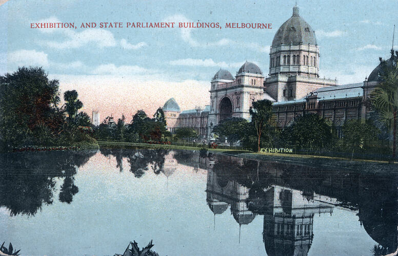 Postcard - Southern Facade, Exhibition Building, Melbourne, circa 1920