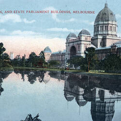 Postcard - Southern Facade, Exhibition Building, Melbourne, circa 1920