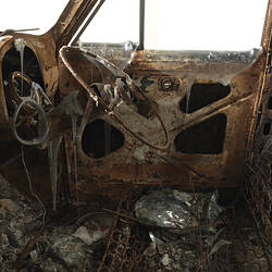 Motor Car - Bushfire Damaged Holden 48-215, FX, Churchill, 2009