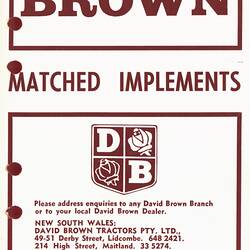 Descriptive Leaflet - David Brown Matched Implements, circa 1960