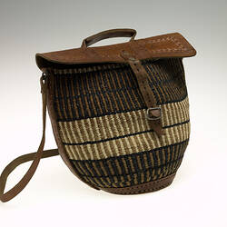 Leather and straw woven bag.