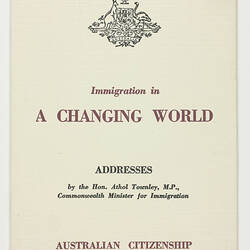 Booklet - Immigration in a Changing World, 1957
