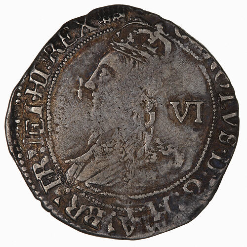 Coin - Sixpence, Charles I, Great Britain, 1633-1634 (Obverse)
